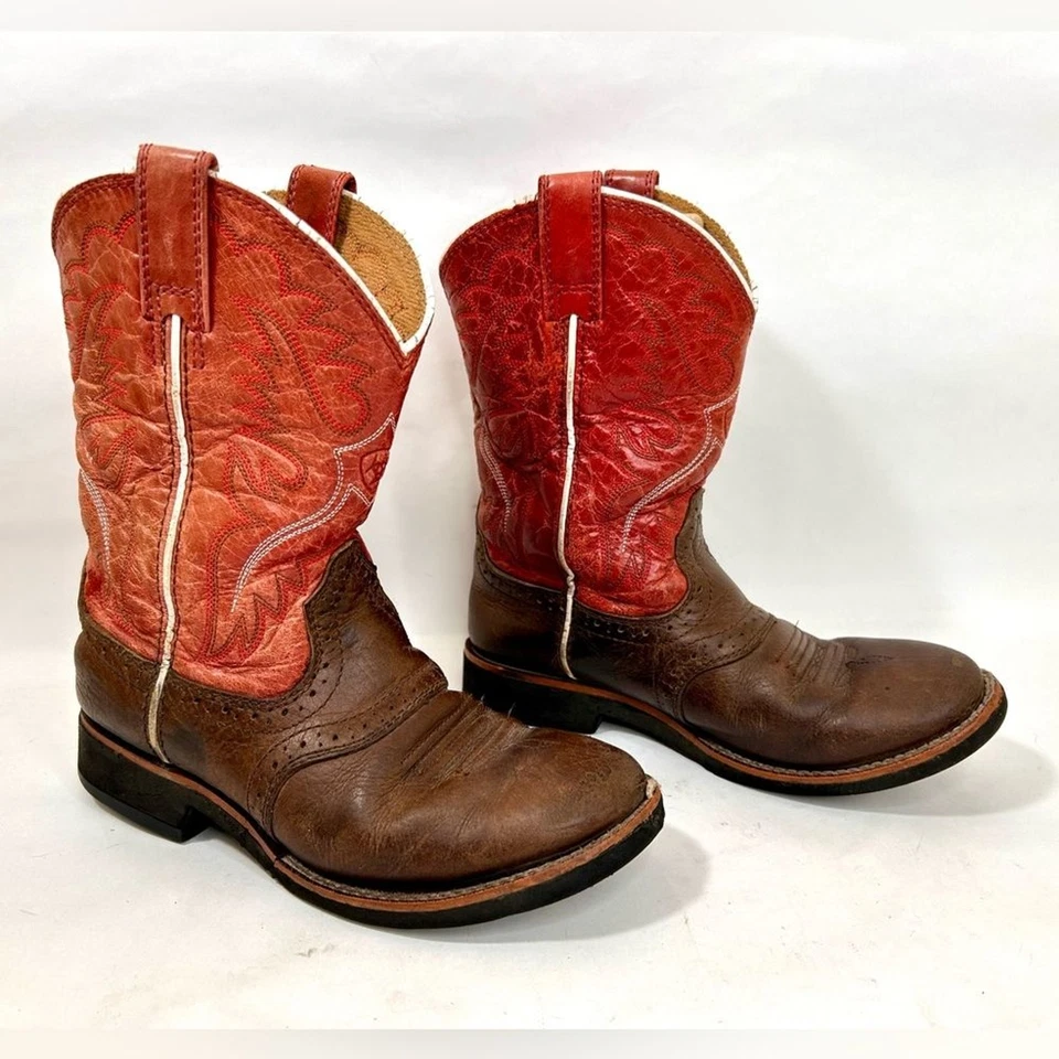 Ariat Kids Heritage Crepe Western Boot Red and Brown Leather size 13.5 - Image 3 of 4