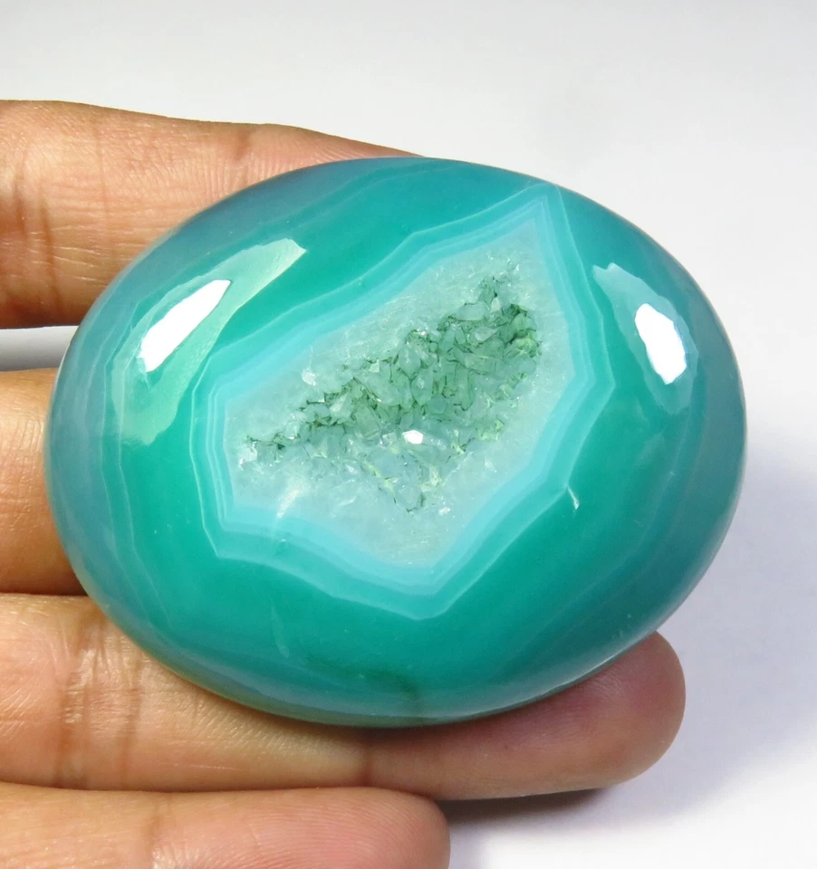 Window Oval Green Agate Gemstone 51x41 mm Natural Onyx Geode Druzy Cabs OD-1257 - Image 3 of 4