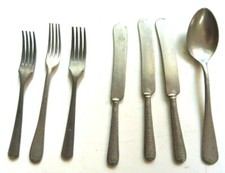 Vintage Child's Toy Aluminum Flatware 7 Pieces