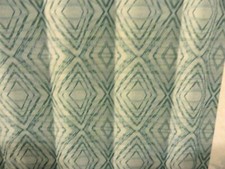 new Geometric Fabric SHOWER CURTAIN Teal Blues White Diamond GEO print gray
