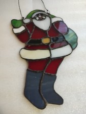 Christmas Sun Catcher: Real Stained Glass Santa Claus