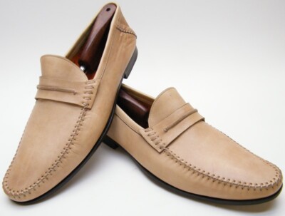 MENS SANTONI BIEGE PENNY LOAFERS CASUAL DRESS SLIP ON LEATHER SHOES 10 D Santoni Men main image 3