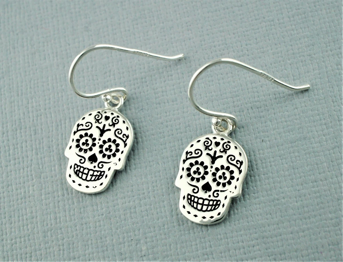 Sterling silver hotsell sugar skull earrings