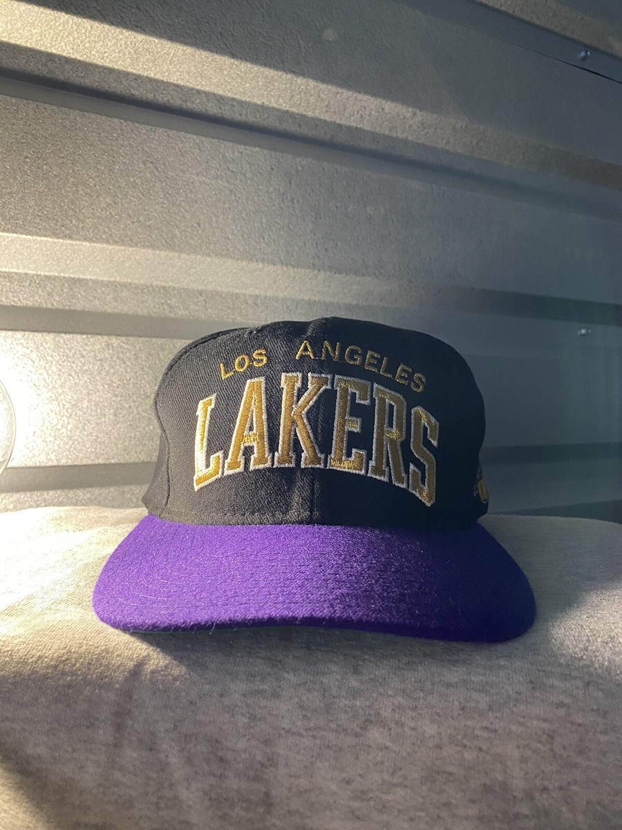 Vintage 90s Lakers Arch Starter Hat Black GOLD Purple NBA SnapBack
