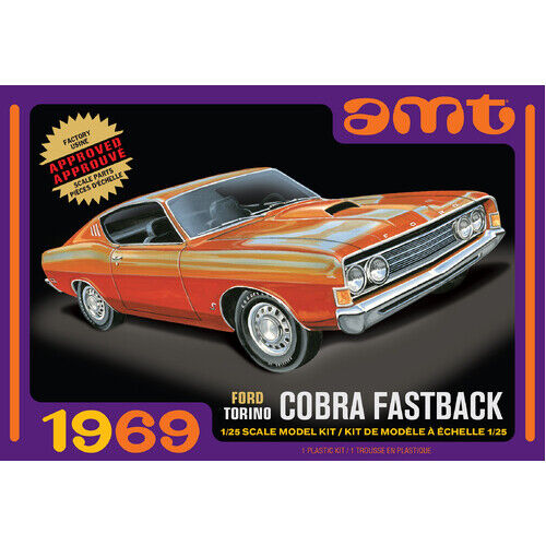 AMT 1217 1969 Ford Torino Cobra Fastback 1:25 Scale Model Plastic Kit AMT - Picture 1 of 1