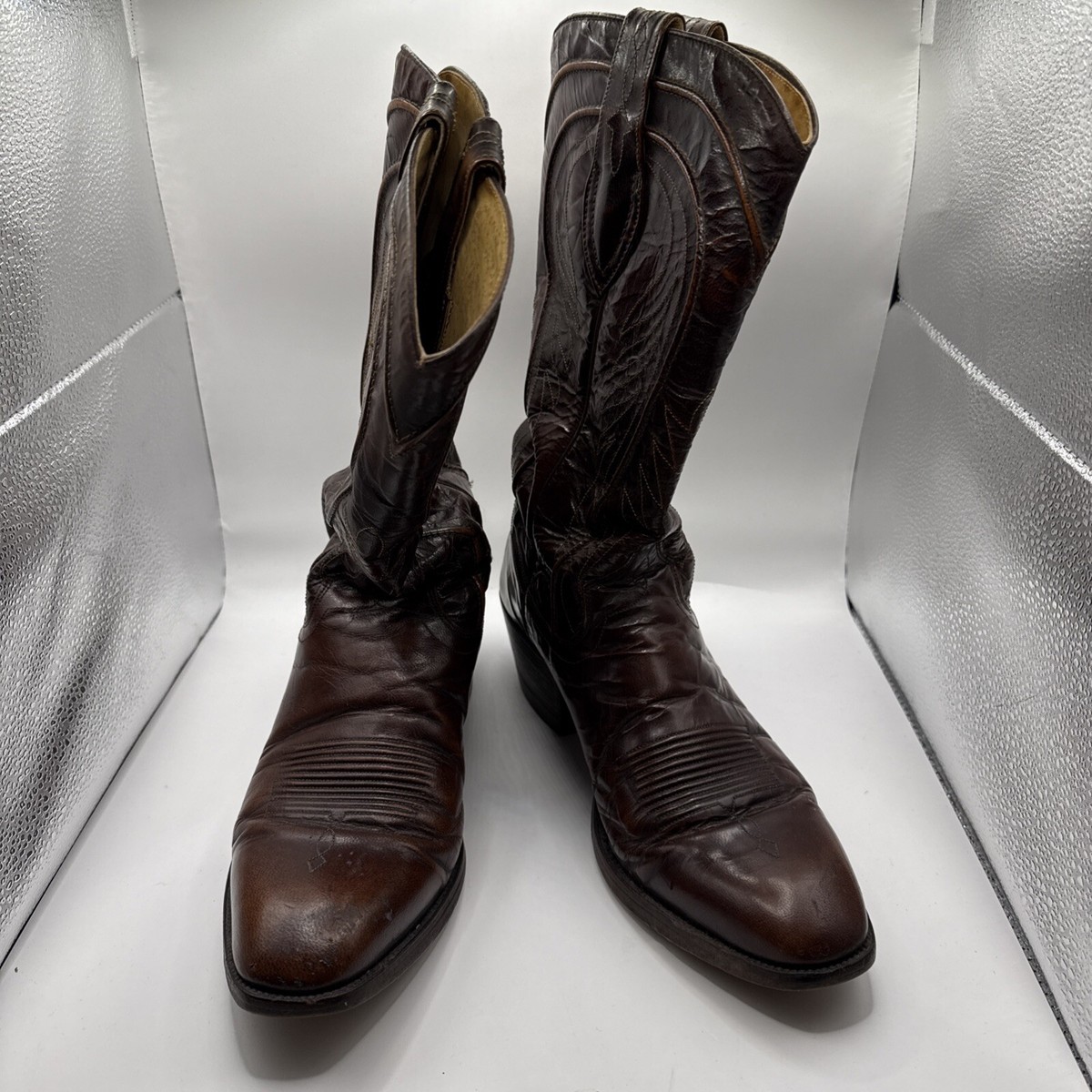 Vintage Dan Post Cordovan Cowboy Western Brown BOOTS 6683 