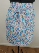 Charming Half Apron Pinny in Blue & Pink floral cotton print, lined with Pocket