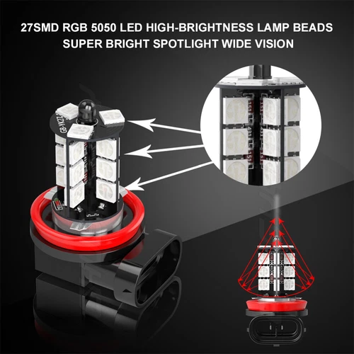 H11/H8 Multi-Color LED Bulbs with Wireless IR Remote For Fog Light Driving Lamp - Picture 7 of 13