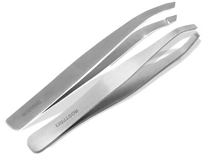 MARKENLOS Profi-Set Zupfpinzette Schräg + Gerade Pinzette Haarzupfpinzette 2-Teilig