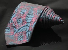 Camden Court Red & Blue Geometric Design ITALIAN SILK Men's Neck Tie Made in USA