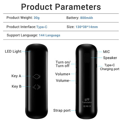 Smart Translator Device,Real Time Translation In 144 Languages And Accents With 16 Offline Packs,for Travel Business ,Easy To Use - View #12
