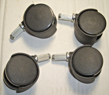 4 REPLACEMENT FURNITURE 1 5/8" DUAL CASTER WHEELS w METAL 3/8" STEM MOUNT NEW