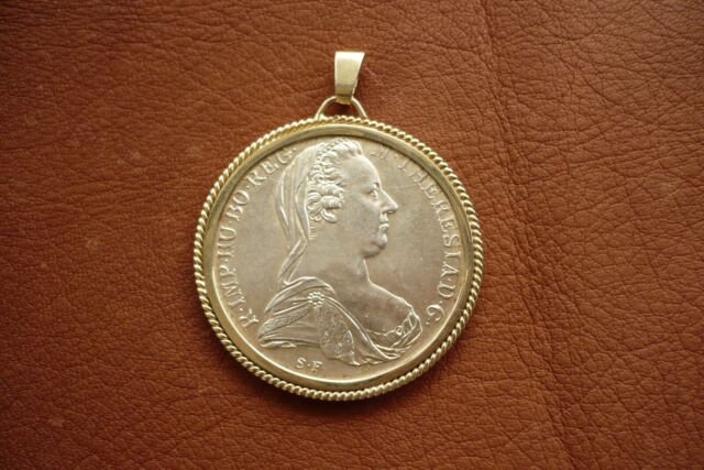 Maria Theresia Taler 1780 Silber 833 Anhänger Fassung Gold 585 Sehr Selten