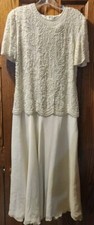 Adrianna Papell Ivory Beaded with Sequins 100 Silk Formal Dress Size 8