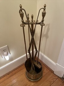 Brass Fireplace Tool Set Five Pieces