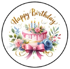 HAPPY BIRTHDAY CAKE ENVELOPE SEALS LABELS STICKERS PARTY FAVORS