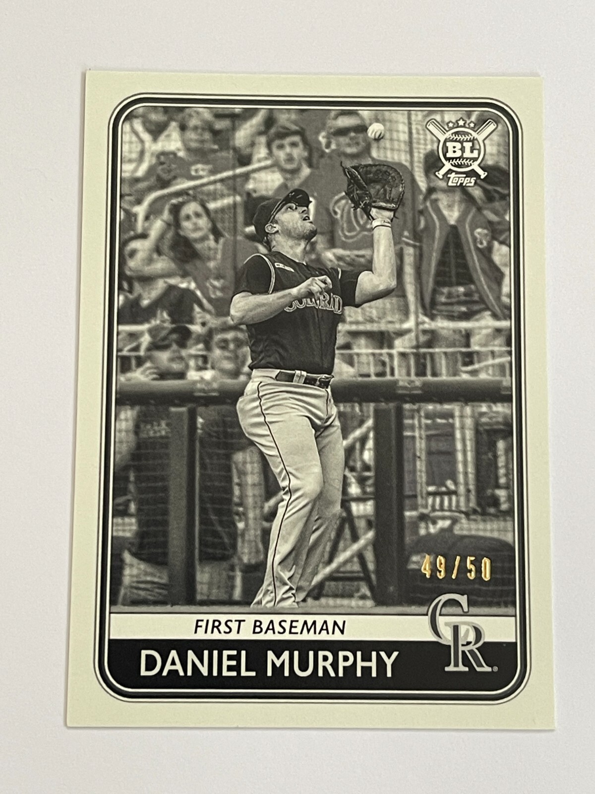 2020 Topps Big League Rockies Daniel Murphy Black & White /50 #165