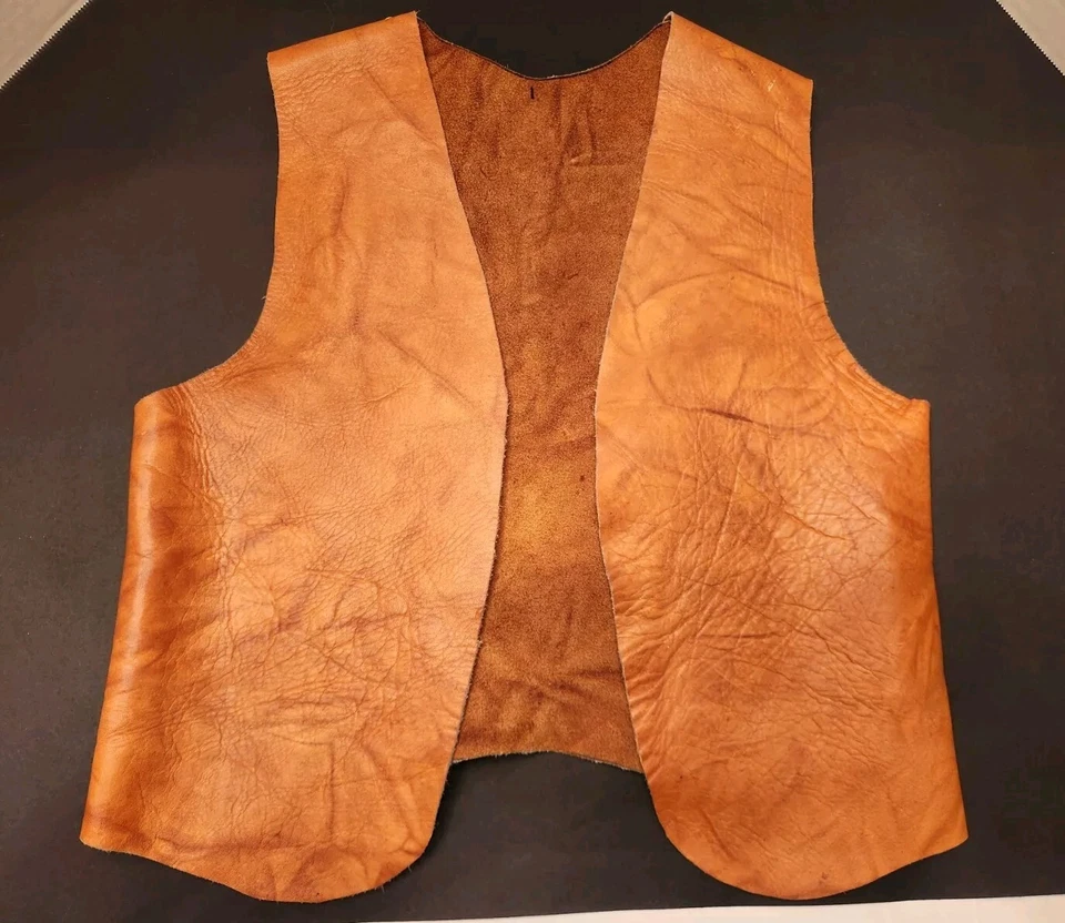 Chaleco de cuero hecho a mano para niños talla 10-12 Foto 2 de 4
