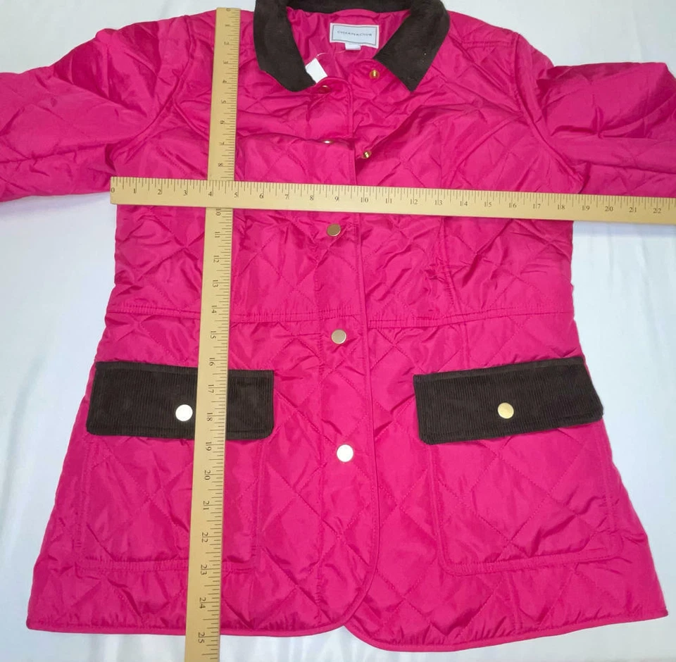 MSRP $100 Charter Club Quilted Corduroy-Trim Jacket Berry Cool Pink Size XS - Image 3 of 3