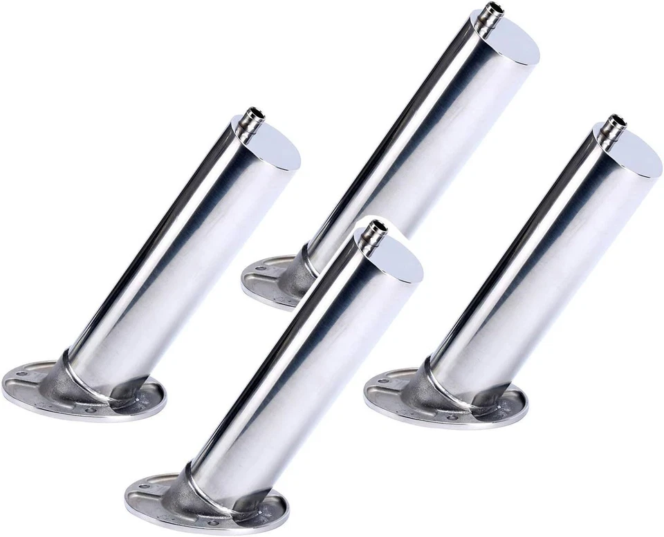 4 Pack 15 Degree Stainless Steel Flush Mount Boat Fishing Rod Holders with Drain - Image 3 of 4
