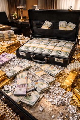 Money Gold Rich Life AI Digital Image Picture Photo Pic Wallpaper Background #89