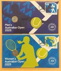 2025 PNC Women's & Men's Australian Open Coloured UNC $2 Coin & Stamp Cover Set