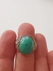 Sterling Silver Vintage Turquoise Ring, Adjustable Ring Size M 1/2 R27MY