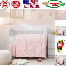 Soft Microfiber Crib Bedding Set with Pintuck Design Perfect Baby Shower Gift