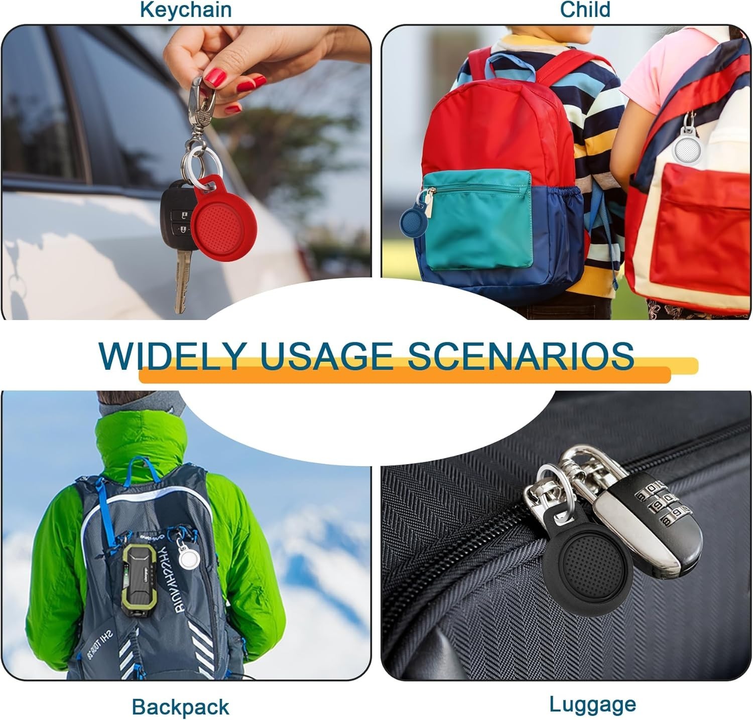 Durable 4-Pack AirTag Keychain Holders - Waterproof & Scratch Resistant Design