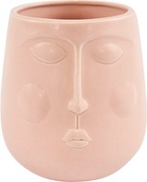 ÜBertopf Keramik Pink Kopf Gesicht Vase Blumentopf 13 X 16,5 Cm Neu