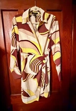 House of Harlow 1960 Retro 70's Wrap Print br Dress Yellow and Brown Sz S NWT