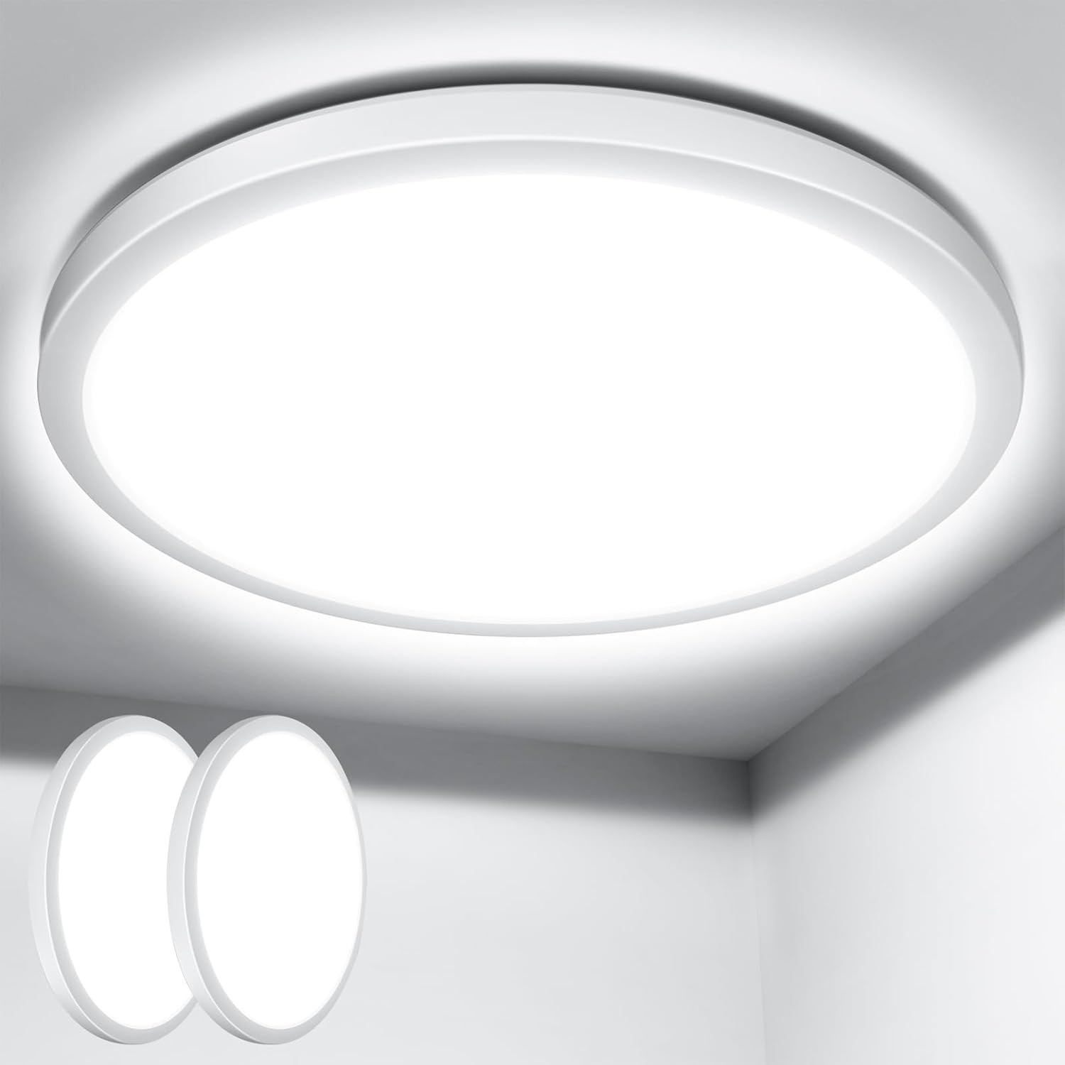 2x Plafoniere LED 24W per Casa: Luce Sicura 5000K Bianco Diurno