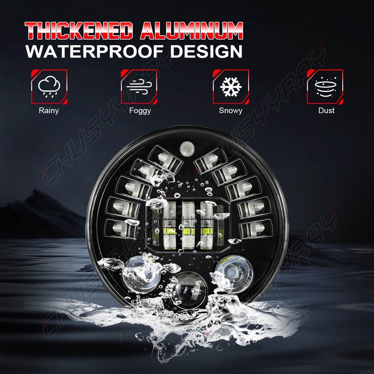 Pair Newest 7"in Round LED Headlights DRL Hi/Lo H4 For Jeep Wrangler JK TJ CJ LJ thumbnail 10