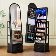 Floor Standing Jewelry Cabinet With Led Lights 360 Rotating Jewelry Organizer