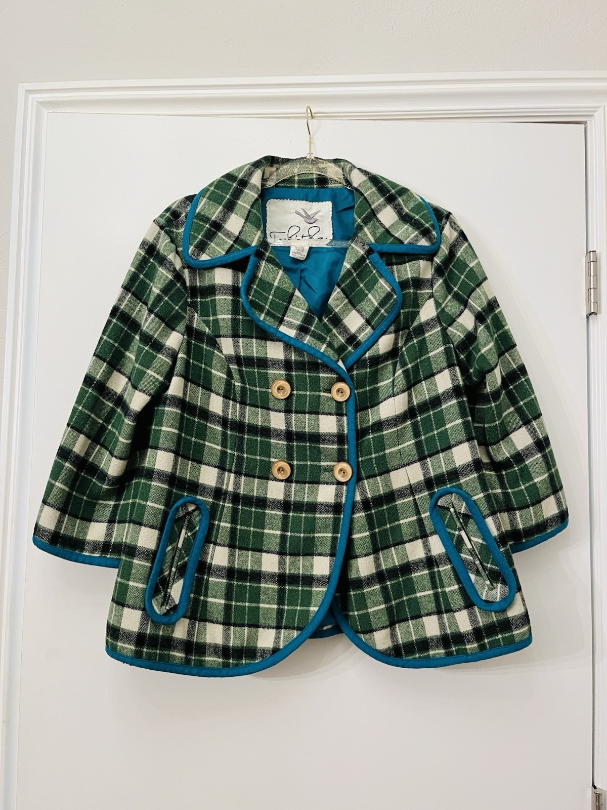 Tabitha Green Plaid Collared Blazer, Button Closu… - image 2