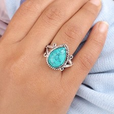 Natural Blue Turquoise Gemstone 925 Sterling Silver Jewelry Handmade Gift Ring