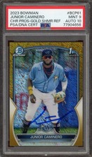 2023 Bowman Junior Caminero Chrome Auto Gold Shimmer Refract # 01/50 PSA 10 Auto