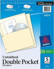 AVERY Untabbed Double Pocket Dividers, 5-Divider Set (3075) (Pack of 2)