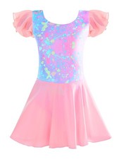 Ballet Leotards for Girls Dance Dress Size 6-7 Years Old Sparkly Pink Blue Gr...