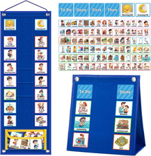 Kids Visual Schedule Calendar Chart, 2 in 1 Autism Daily Chore Routine Chart wit
