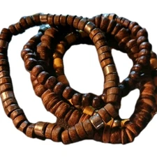 Wooden And Metal Bracelets 4pk. Brown,yellow,stretch. Teens,adults, Unisex. Fall