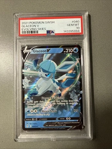 2021 Pokémon SWSH Glaceon V Evolving Skies #040 PSA 10