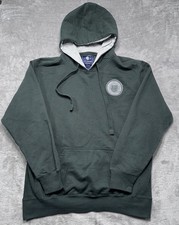 Vintage 1990s B.U.M Equipment Varsity Patch Pullover Hoodie Olive Green Size M