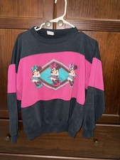 VINTAGE 90s Y2K Disney Store Minnie Pullover Sweater Size S/M Pink And Black