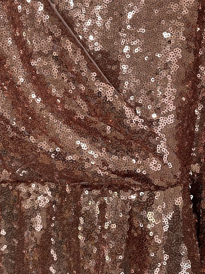 Lane Bryant Plus Size 18 Long Sleeve Sequin Wrap Dress Rose gold Holiday Fancy - Image 3 of 4