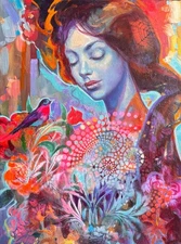 Fantasy Girl Whimsical oil painting original Art figurative