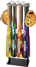 Baseball Bat Holder Stand, Free Standing Bat Rack for 8 Bats & 5 Balls, No Drill