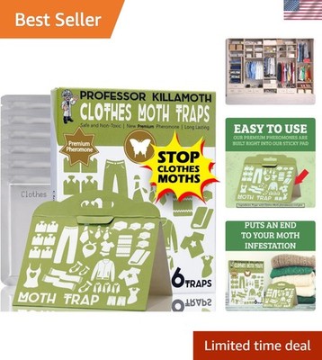 Triple Strength Non-Toxic Clothes Moth Traps - 6 Pack for Effective Protection