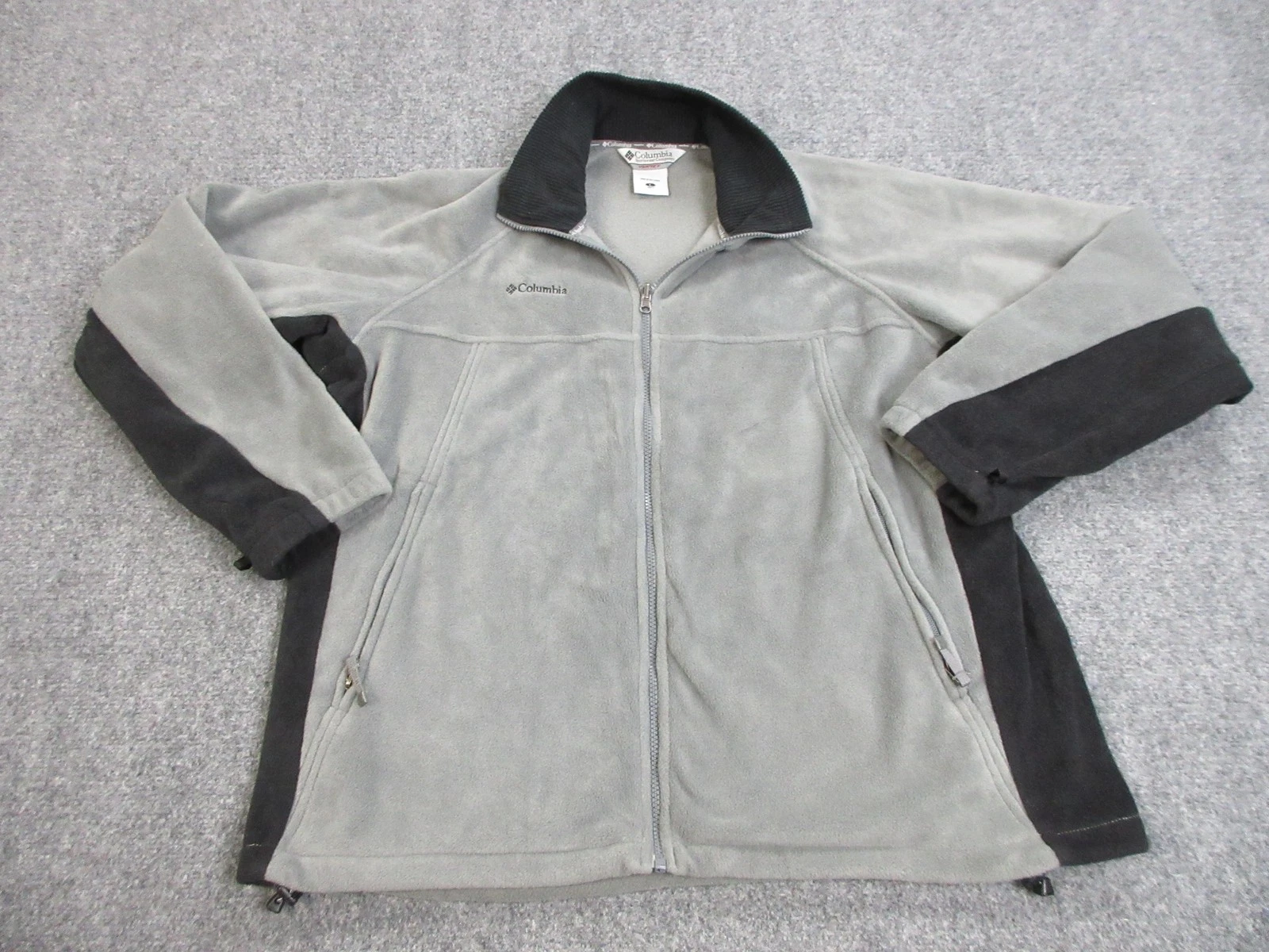 Columbia Jacket Mens Large Gray Black Vertex Full Zip Fleece Outdoors Warm Layer