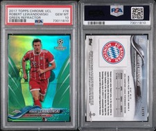 2017 Topps Chrome UCL Robert Lewandowski Green Refractor /99 Bayern - PSA 10